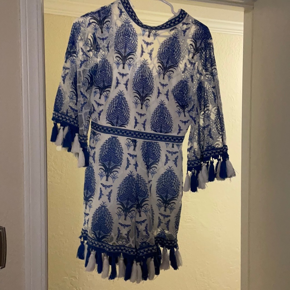 Size S Goodnight Macaroon blue and white romper